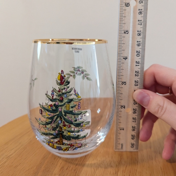 NWT set of 2 Spode Christmas tree stemless wine glasses - Picture 11 of 12